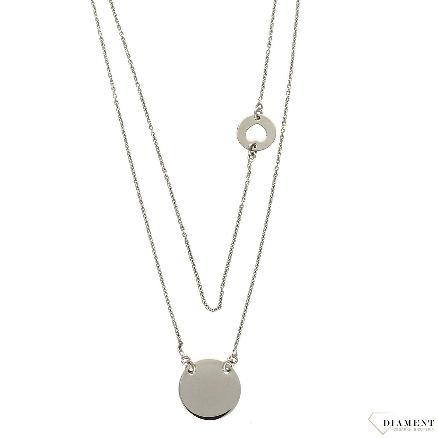 Naszyjnik srebrny Dall'Acqua podwójny z blaszkami C RM CL0015 069.jpg